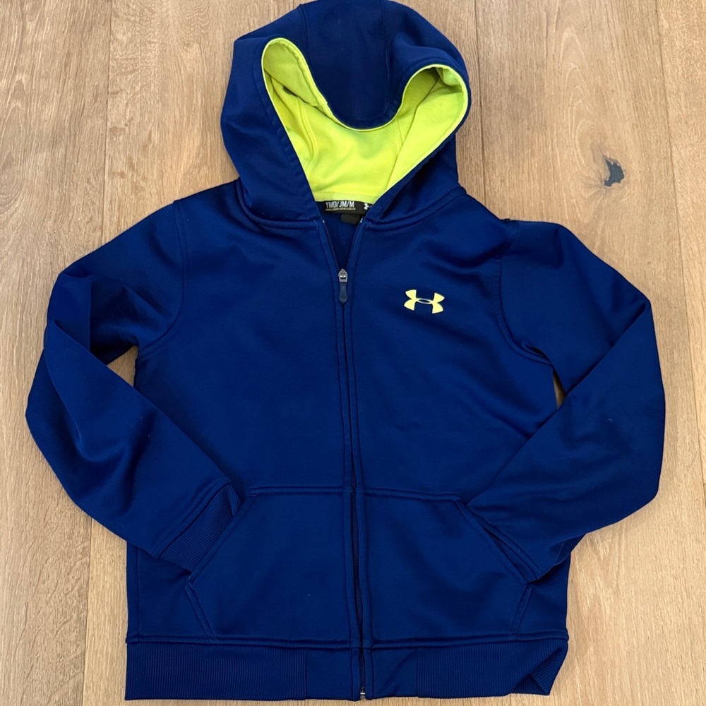 Under Armour Kids' Navy and Neon Yellow Hoodie